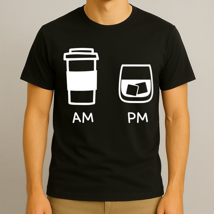 Big And Tall Am To Pm Coffee Whisky Rum Tequila Vodka T-Shirt