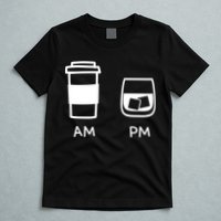 Big And Tall Am To Pm Coffee Whisky Rum Tequila Vodka T-Shirt