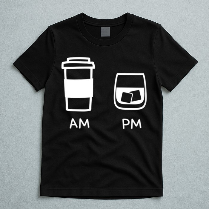 Big And Tall Am To Pm Coffee Whisky Rum Tequila Vodka T-Shirt