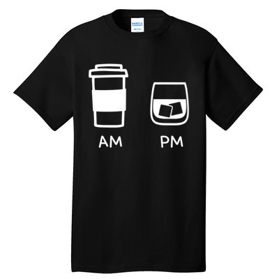 Big And Tall Am To Pm Coffee Whisky Rum Tequila Vodka Tall T-Shirt