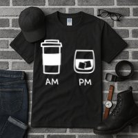Big And Tall Am To Pm Coffee Whisky Rum Tequila Vodka Tall T-Shirt