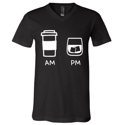 Big And Tall Am To Pm Coffee Whisky Rum Tequila Vodka V-Neck T-Shirt