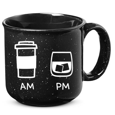 Big And Tall Am To Pm Coffee Whisky Rum Tequila Vodka 15oz Campfire Ceramic Mug