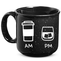 Big And Tall Am To Pm Coffee Whisky Rum Tequila Vodka 15oz Campfire Ceramic Mug
