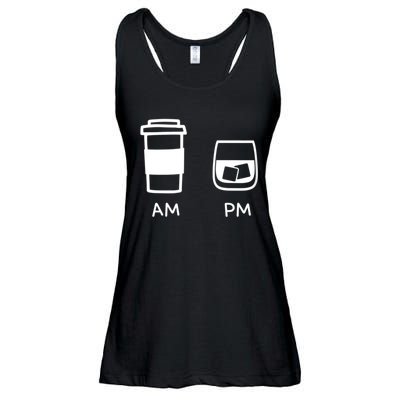 Big And Tall Am To Pm Coffee Whisky Rum Tequila Vodka Ladies Essential Flowy Tank