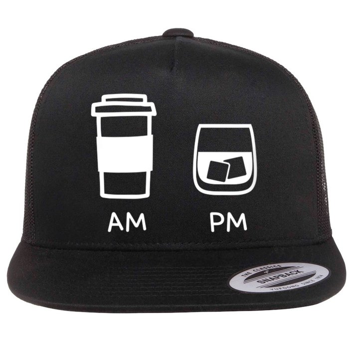 Big And Tall Am To Pm Coffee Whisky Rum Tequila Vodka Flat Bill Trucker Hat