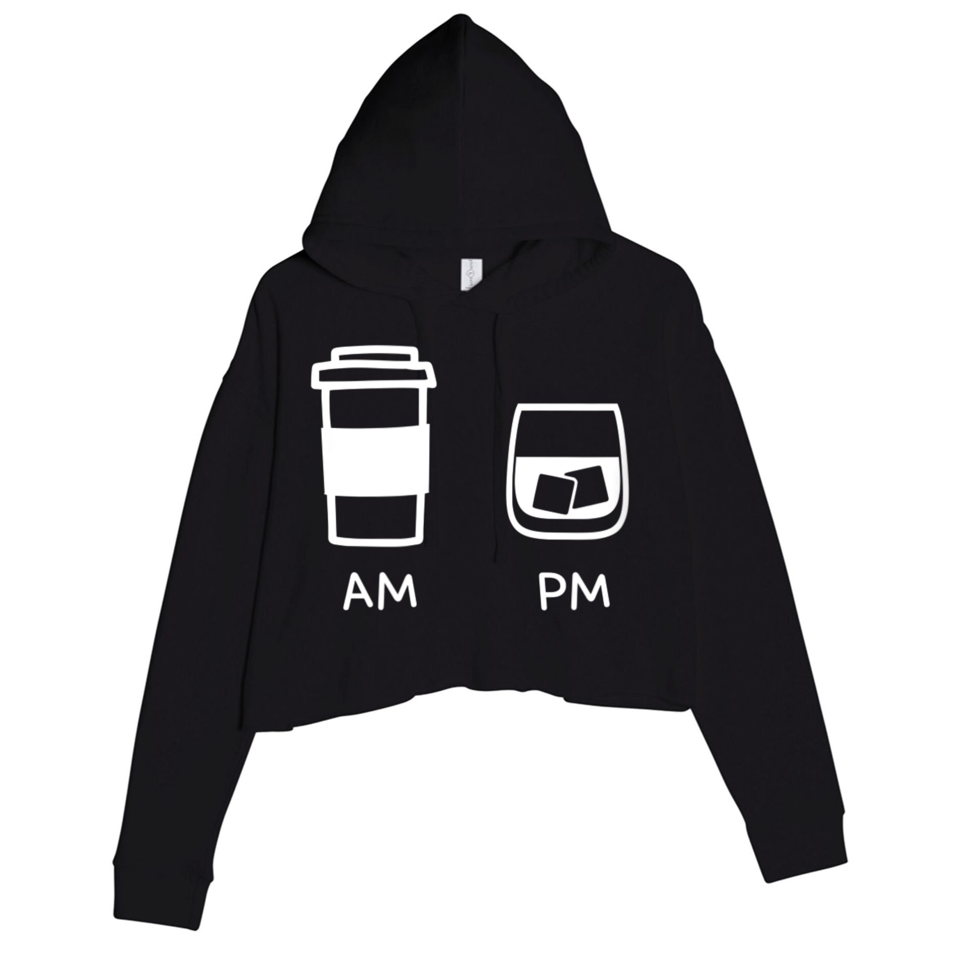 Big And Tall Am To Pm Coffee Whisky Rum Tequila Vodka Crop Fleece Hoodie