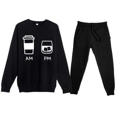 Big And Tall Am To Pm Coffee Whisky Rum Tequila Vodka Premium Crewneck Sweatsuit Set