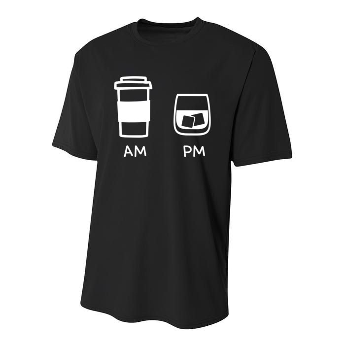 Big And Tall Am To Pm Coffee Whisky Rum Tequila Vodka Youth Performance Sprint T-Shirt