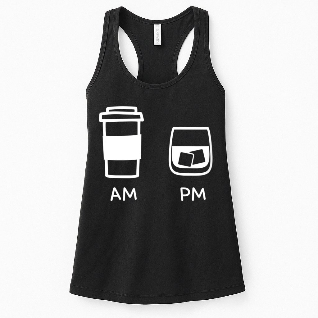 Big And Tall Am To Pm Coffee Whisky Rum Tequila Vodka Womens Tank Top