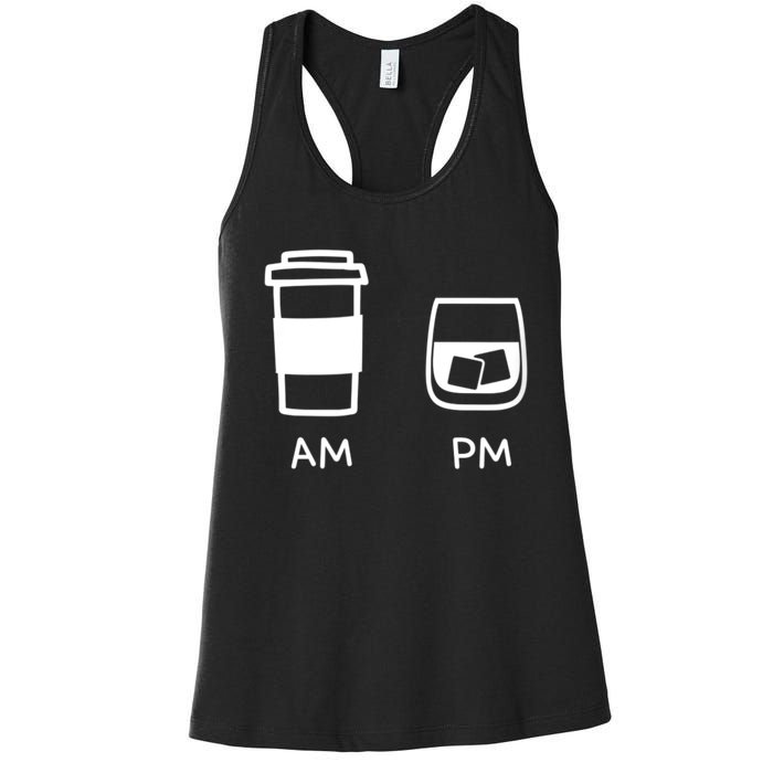 Big And Tall Am To Pm Coffee Whisky Rum Tequila Vodka Women's Racerback Tank