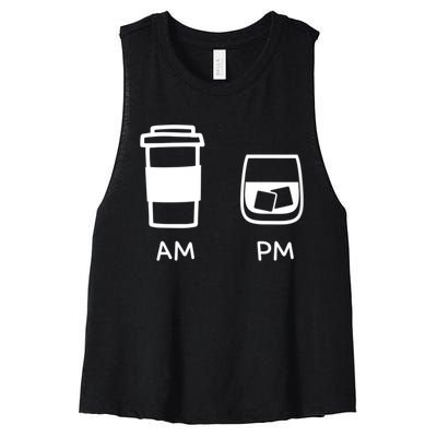 Big And Tall Am To Pm Coffee Whisky Rum Tequila Vodka Women's Racerback Cropped Tank