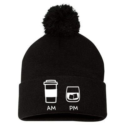 Big And Tall Am To Pm Coffee Whisky Rum Tequila Vodka Pom Pom 12in Knit Beanie