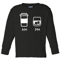 Big And Tall Am To Pm Coffee Whisky Rum Tequila Vodka Toddler Long Sleeve Shirt