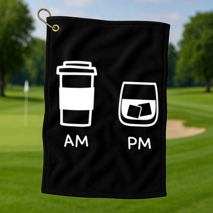 Big And Tall Am To Pm Coffee Whisky Rum Tequila Vodka Golf Towel