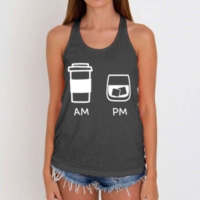 Big And Tall Am To Pm Coffee Whisky Rum Tequila Vodka Women's Knotted Racerback Tank