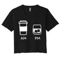 Big And Tall Am To Pm Coffee Whisky Rum Tequila Vodka Women's Crop Top Tee