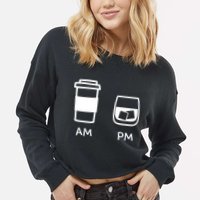 Big And Tall Am To Pm Coffee Whisky Rum Tequila Vodka Cropped Pullover Crew