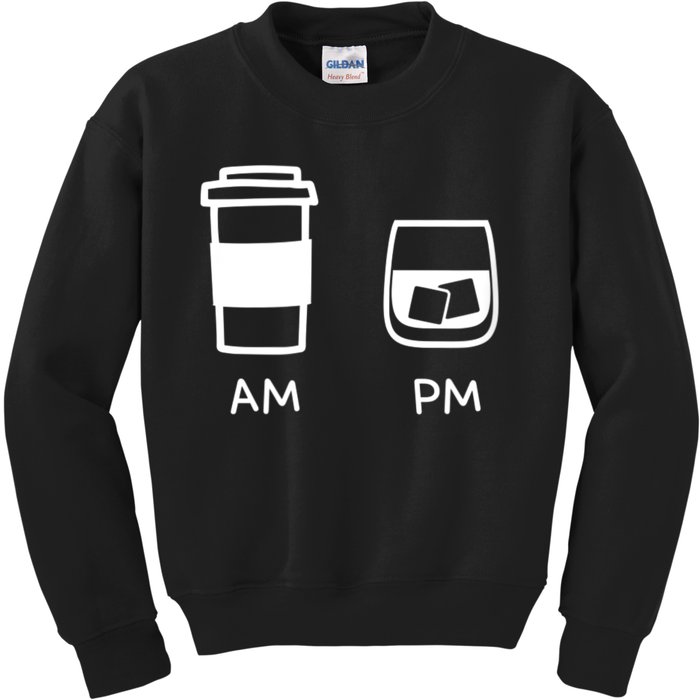 Big And Tall Am To Pm Coffee Whisky Rum Tequila Vodka Kids Sweatshirt