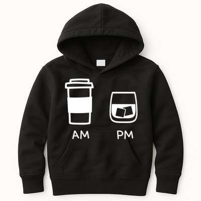 Big And Tall Am To Pm Coffee Whisky Rum Tequila Vodka Kids Hoodie