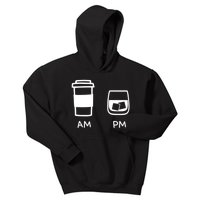 Big And Tall Am To Pm Coffee Whisky Rum Tequila Vodka Kids Hoodie