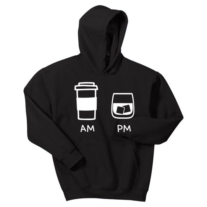 Big And Tall Am To Pm Coffee Whisky Rum Tequila Vodka Kids Hoodie