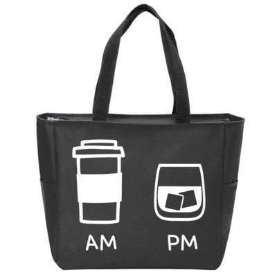 Big And Tall Am To Pm Coffee Whisky Rum Tequila Vodka Zip Tote Bag