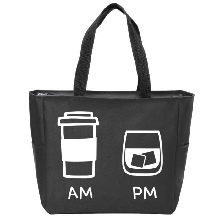 Big And Tall Am To Pm Coffee Whisky Rum Tequila Vodka Zip Tote Bag