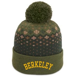 Berkeley Arched Text Yellow Berkeley The Baniff Cuffed Pom Beanie