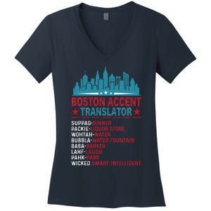 Boston Accent Translator Funny Bostonians Slang Women's V-Neck T-Shirt