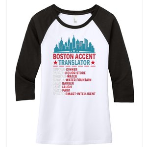 Boston Accent Translator Funny Bostonians Slang Women's Tri-Blend 3/4-Sleeve Raglan Shirt