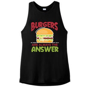 Burgers Are The Answer Bbq Hamburger Cookout Meat Eater Great Gift Ladies PosiCharge Tri-Blend Wicking Tank