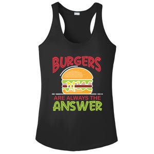 Burgers Are The Answer Bbq Hamburger Cookout Meat Eater Great Gift Ladies PosiCharge Competitor Racerback Tank