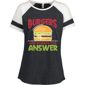 Burgers Are The Answer Bbq Hamburger Cookout Meat Eater Great Gift Enza Ladies Jersey Colorblock Tee