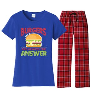 Burgers Are The Answer Bbq Hamburger Cookout Meat Eater Great Gift Women's Flannel Pajama Set