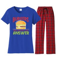 Burgers Are The Answer Bbq Hamburger Cookout Meat Eater Great Gift Women's Flannel Pajama Set