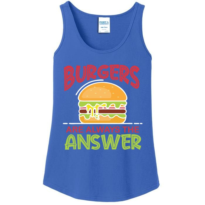 Burgers Are The Answer Bbq Hamburger Cookout Meat Eater Great Gift Ladies Essential Tank