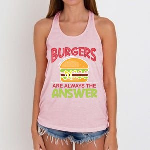 Burgers Are The Answer Bbq Hamburger Cookout Meat Eater Great Gift Women's Knotted Racerback Tank