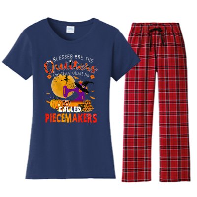 Blessed Are The Quilters For They Shall Be Called Piecemaker Women's Flannel Pajama Set