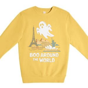 Boo Around The World Halloween Travel Enthusiast Design Premium Crewneck Sweatshirt