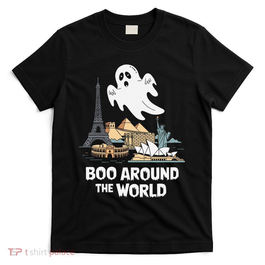 Boo Around The World Halloween Travel Enthusiast Design T-Shirt