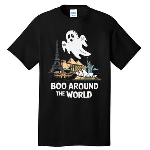 Boo Around The World Halloween Travel Enthusiast Design Tall T-Shirt