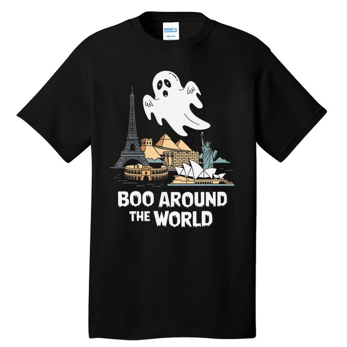 Boo Around The World Halloween Travel Enthusiast Design Tall T-Shirt