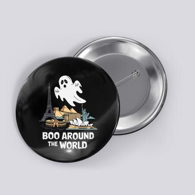 Boo Around The World Halloween Travel Enthusiast Design Button