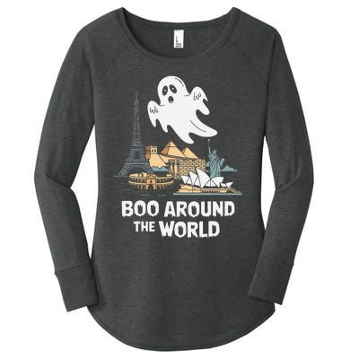 Boo Around The World Halloween Travel Enthusiast Design Women's Perfect Tri Tunic Long Sleeve Shirt