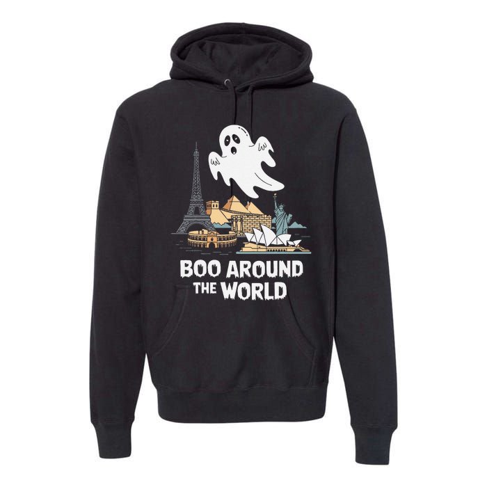 Boo Around The World Halloween Travel Enthusiast Design Premium Hoodie