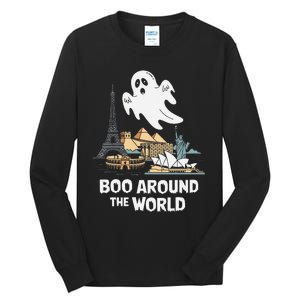 Boo Around The World Halloween Travel Enthusiast Design Tall Long Sleeve T-Shirt