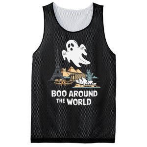 Boo Around The World Halloween Travel Enthusiast Design Mesh Reversible Basketball Jersey Tank