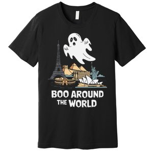 Boo Around The World Halloween Travel Enthusiast Design Premium T-Shirt