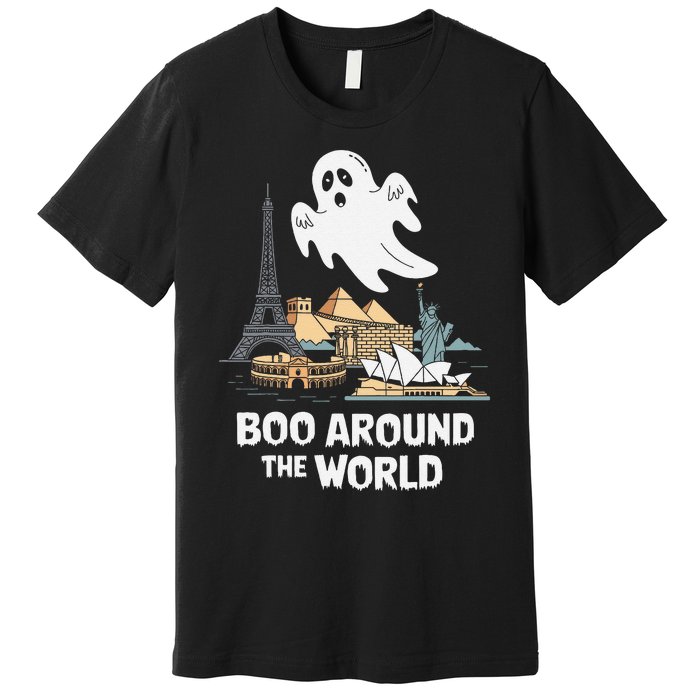 Boo Around The World Halloween Travel Enthusiast Design Premium T-Shirt